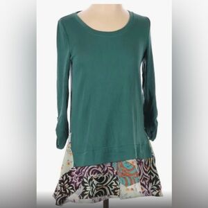 Anthropologie - Green & Floral Blouse